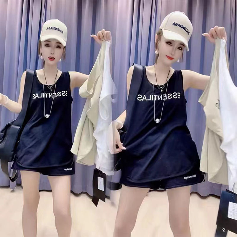 European Station 1.00 Kg-150.00 kg Fat Girl New Arrival Letters Print Pure Cotton Camisole Female Easiest for Match Sleeveless T-shirt Tide