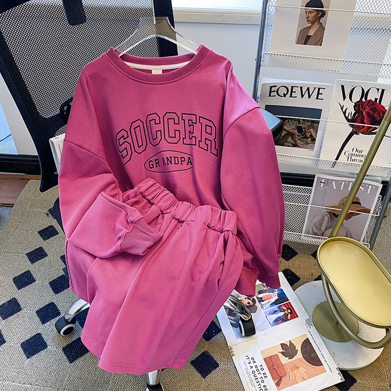 European Goods Plus Size 100.00kg Fat Girl Sweatshirt Suit Female Fall and Winter New Arrival Loose Leisure Anti-Aging Wide Leg Shorts Two-piece Set