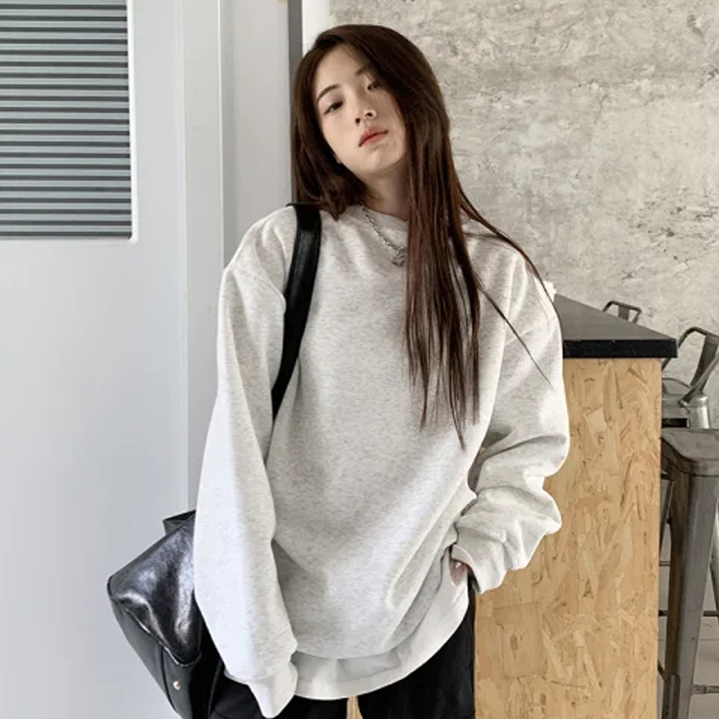 Plus Size 100.00Kg Pure Color High Street Sweatshirt Men and Women 2024 Spring & Fall Thin Loose Oversize Couple's Tops Fashion