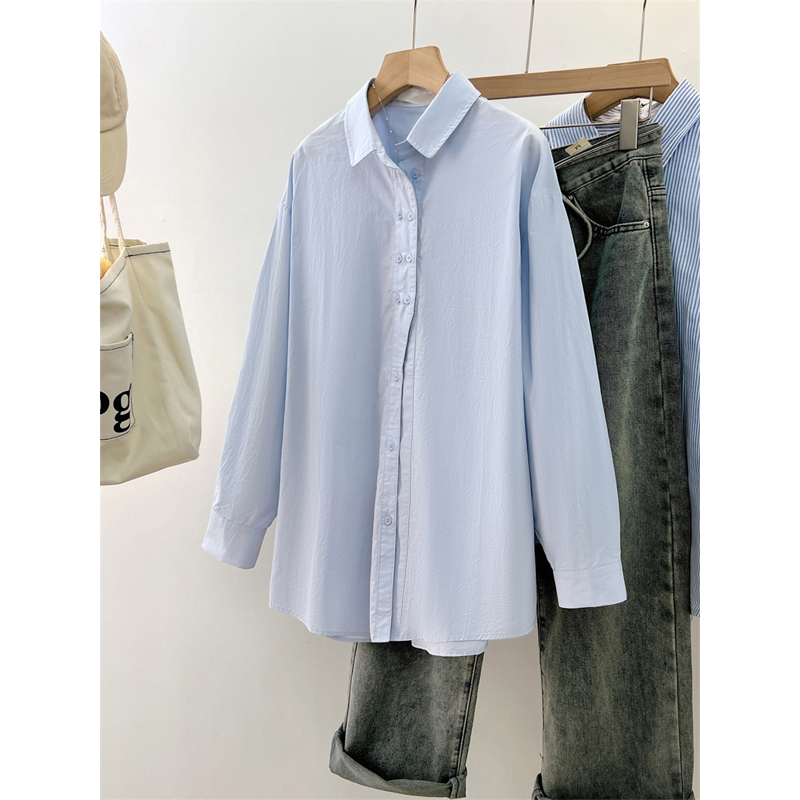 Autumn Artsy Fresh Retro Hong Kong Style Long Sleeve Shirt Men's and Women's Loose Slimming and All-Matching Women's Base Shirt Coat