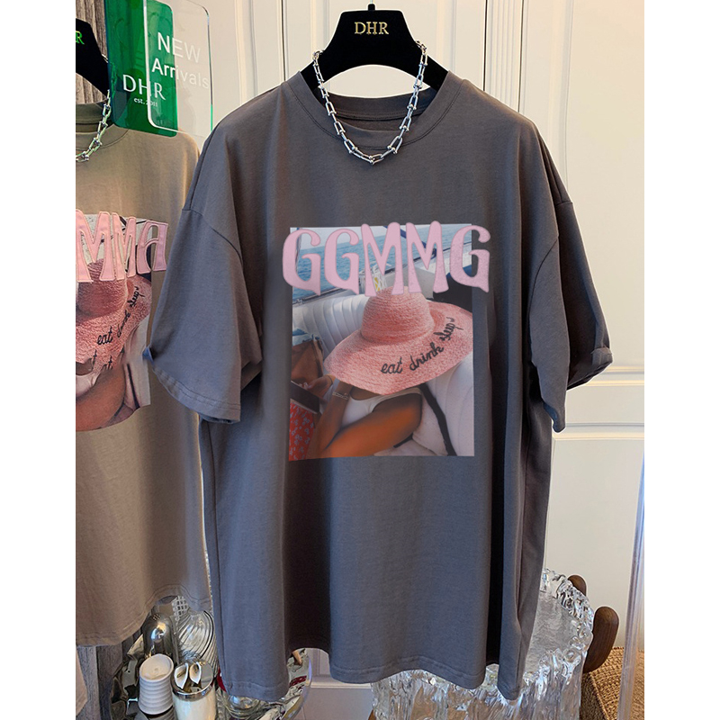 European Goods Short Sleeve T-Shirt Men's and Women's Ins Pure Cotton Summer Plus Size 100.00kg Loose Boyfriend Harajuku Style Versatile Half-Length Sleeve Top