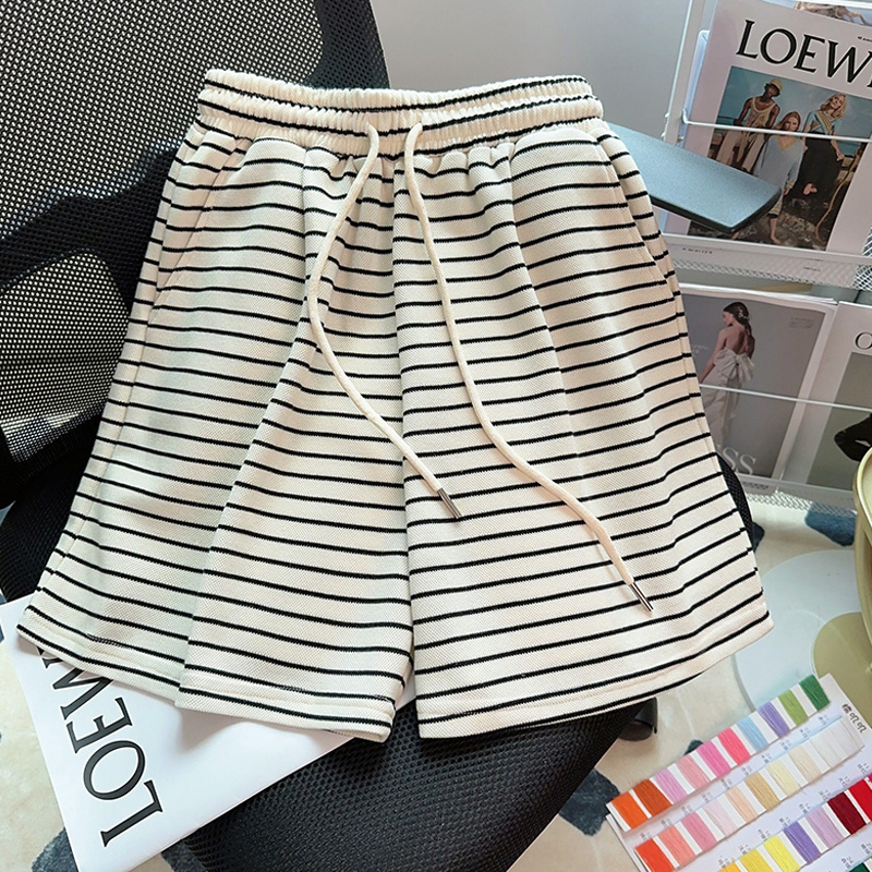 Plus Size Chubby Girl Stripes Casual Sports Shorts Women's Summer New Arrival Trendy Loose-Fitting Versatile Outerwear Half Length Middle Pants Fashion