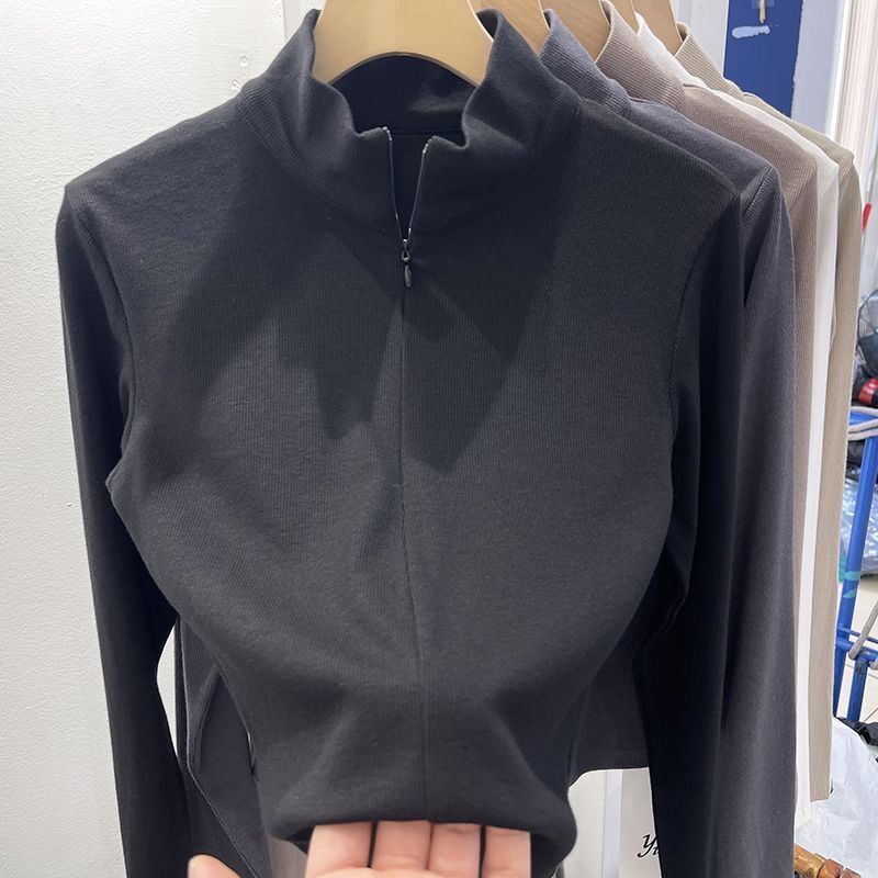Plus Size Turtleneck Bottoming Shirt for Women Fall and Winter 2024 New Arrival Fashion Zipped Stand Collar Slim Fit Long-Sleeved T-shirt Inner Wear Blouse