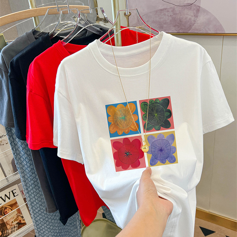 Pure Cotton Shoulder White Short Sleeve T-Shirt Women's Summer New Arrival Loose Casual Trendy Sense of Design Niche Style Plus Size Tops