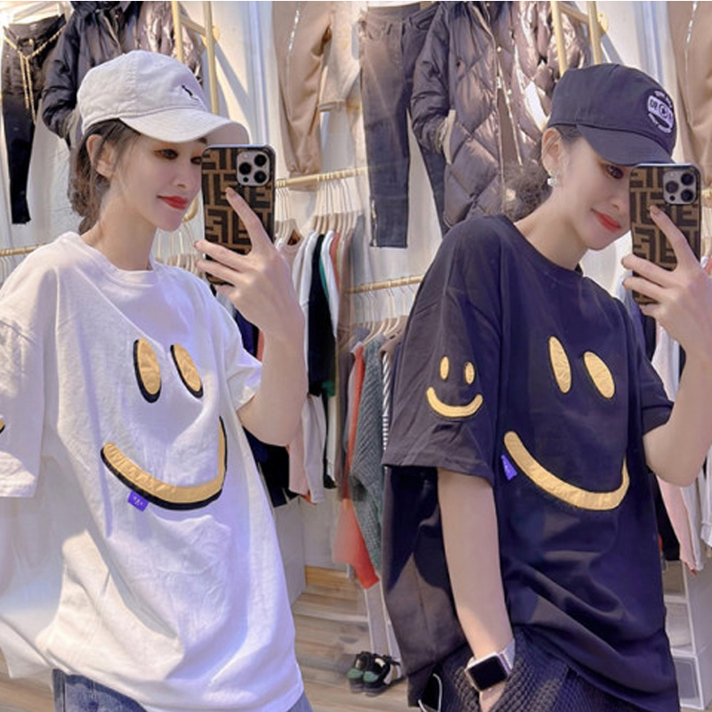 European Station 2023 Summer New Arrival European Goods Cartoon Print Short-Sleeved T-shirt Female Western Style All-Matching Loose Top Half Sleeve