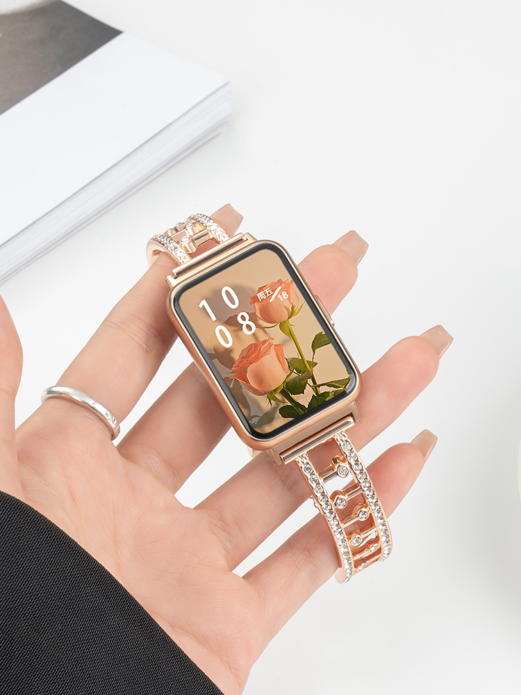 Applicable to Huawei Fit2 Strap Spot Drill Ladder Watch Bracelet Replacement Belt Watchfit1 Watch New Arrival Fashion Metal Wrist Strap Band One Or Two Elegant Dynamic Smart Sports Female Accessories