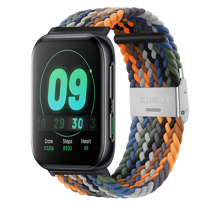 Applicable Oppowatch2 Strap Oppo Smart Watch Band Protective Case ECG Version 46/41mm Elastic Woven Nylon Clips Adjustable Wrist Strap Summer Sports Breathable Sweat-Proof Interface