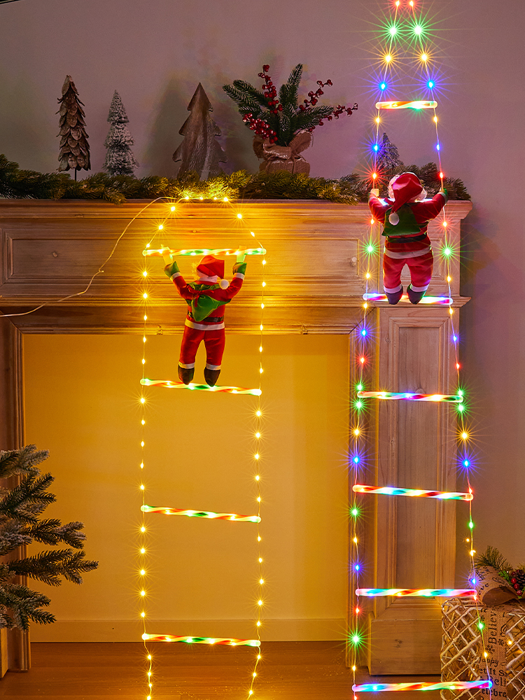 Christmas Decoration Scene Layout Luminous Rope Climbing Elderly Lighting Chain Atmosphere Window Decoration Shooting Ornaments Accessories