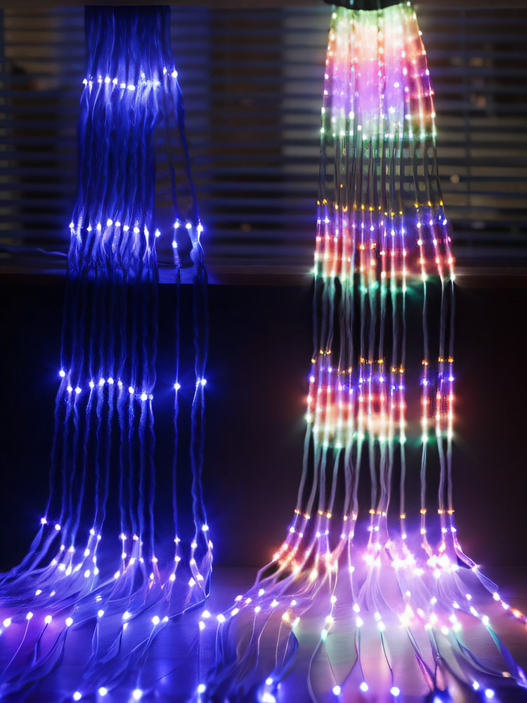 Outdoor Waterproof Waterfall Light Internet Celebrity Waterfall Light Led Horse Running Light String Color Light Layout Curtain Light Romantic Decorative Light
