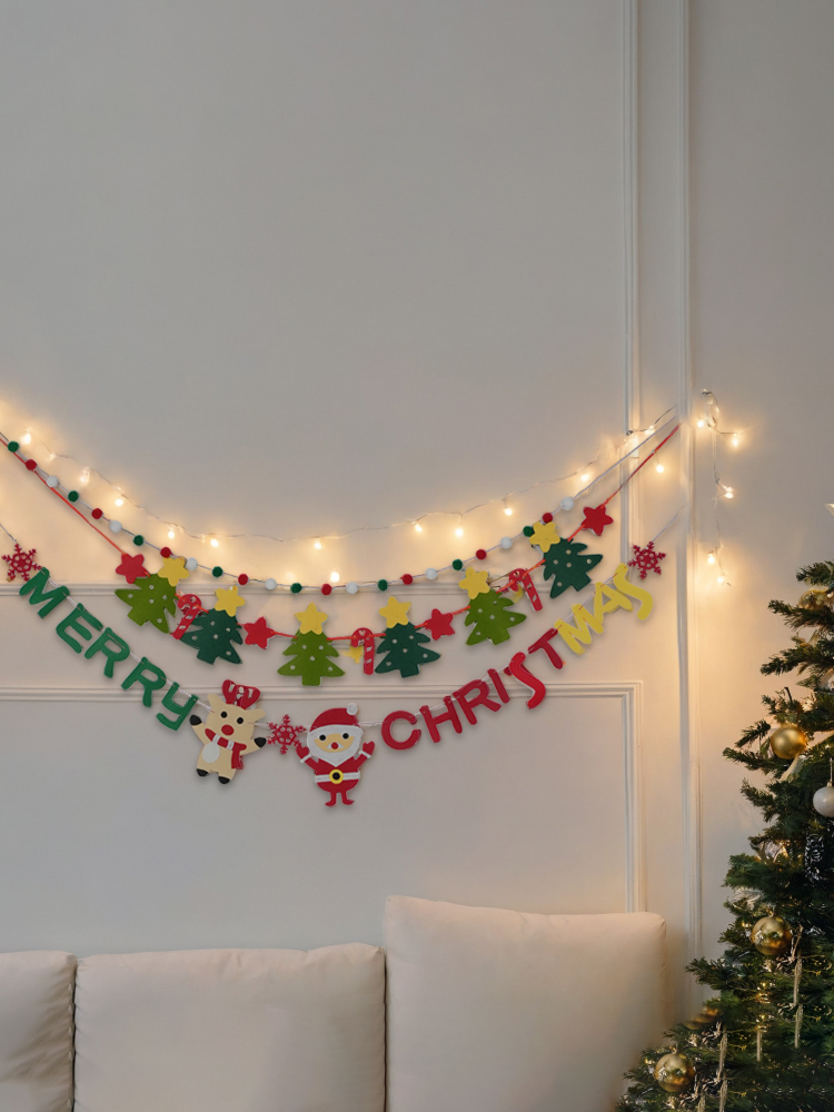 Christmas Hanging Decoration Felt Stars Christmas Tree Hanging Flag Decoration Scene Arrangement Decoration Shop Window Atmosphere