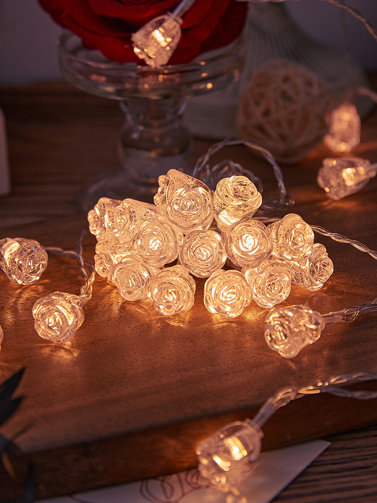 Starry Sky Star Skewers Lamp Rose Decorative Lamp Valentine's Day Ambience Light Hanging Lamp Small Colored Lights Scene Layout