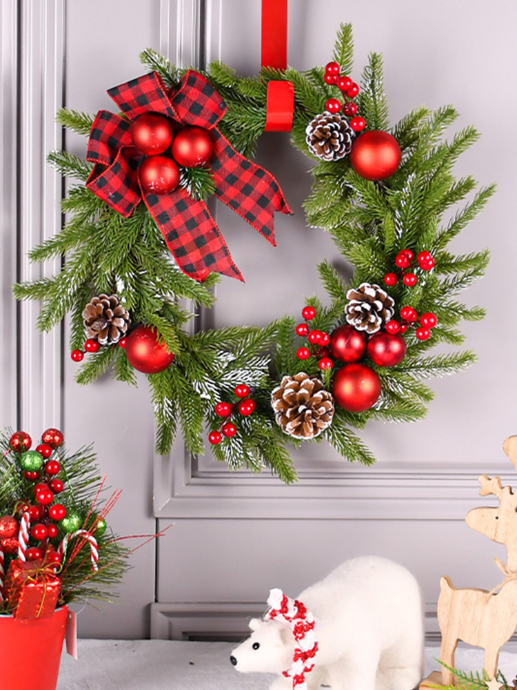Christmas Ball Pine Wreath Door Pendant Scene Layout Fence Dress up Christmas Decorations Photo Props Atmosphere
