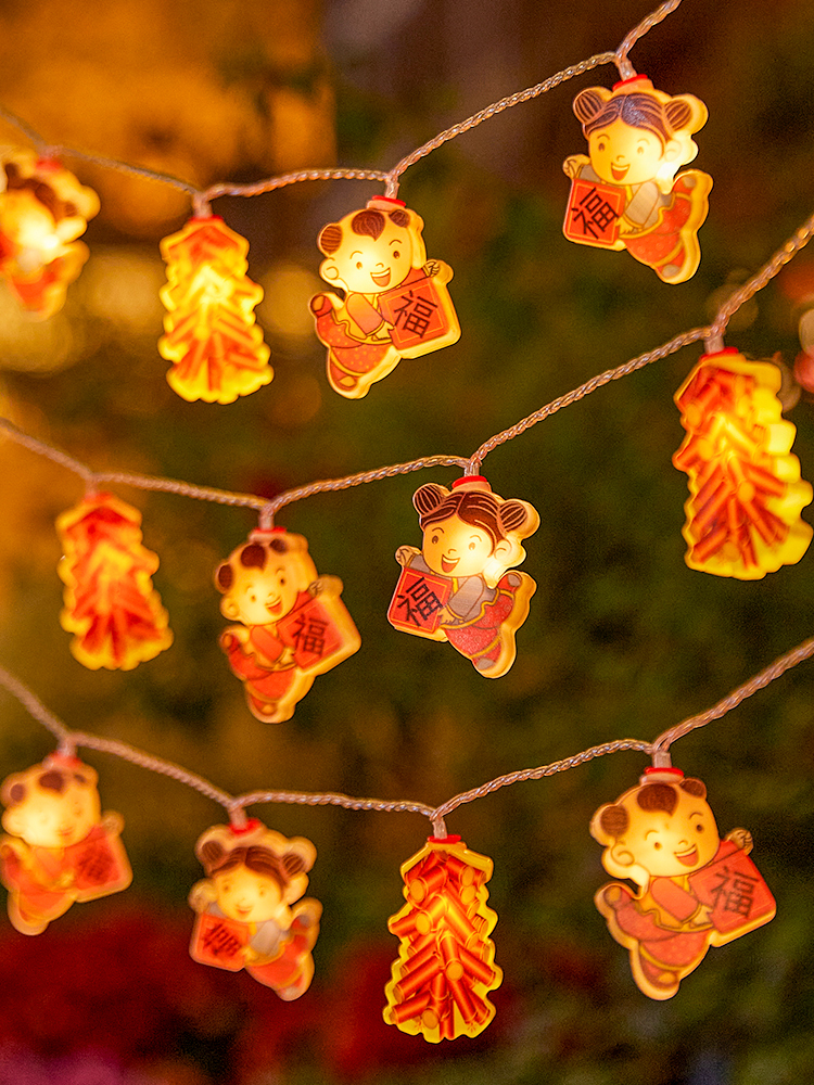 2025 New Arrival Colored Lights String Decorative Lights Firecrackers Door Ornaments Snake Year Atmosphere Scene Layout Background Wall Atmosphere Spring Festival
