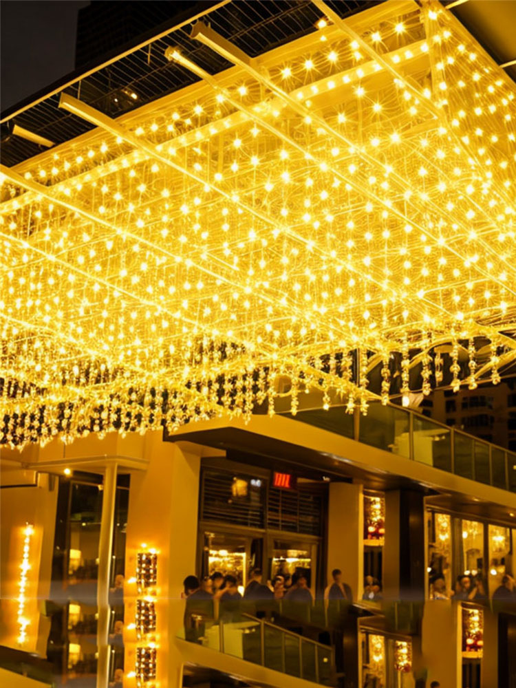 Colored Lantern Flashing Lighting Chain String Starry Light Outdoor Waterproof Net Red Curtain Light Ice Bar Waterfall Light Decoration Atmosphere Lighting Chain