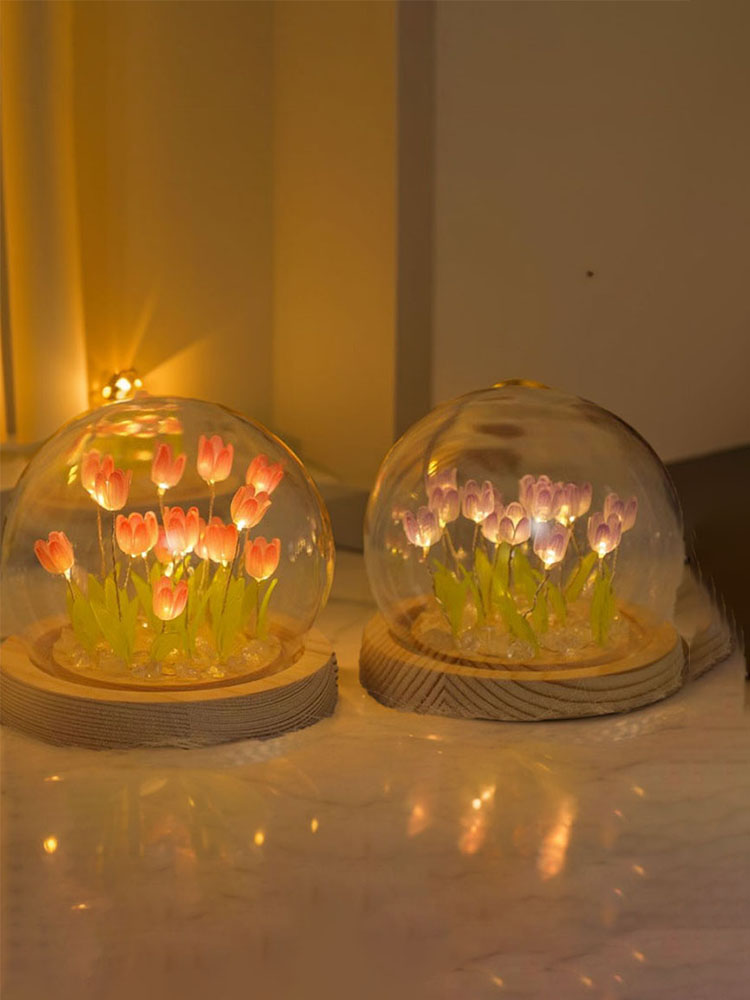 Tulip Small Night Lamp DIY Material Package Decoration Birthday Gift for Girls Boys Girlfriends Niche Style Classy Teachers