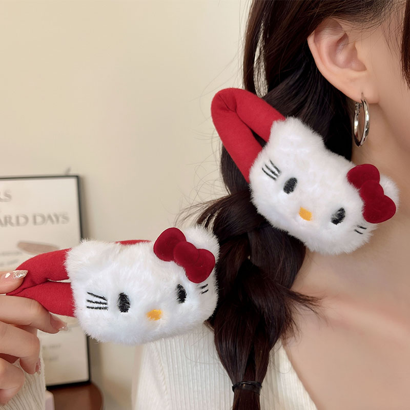 Cute Cartoon Cat Barrettes Hair Rope Female Side Bangs Large BB Clip Sweet Head Rope Headdress Fall and Winter Hairpin