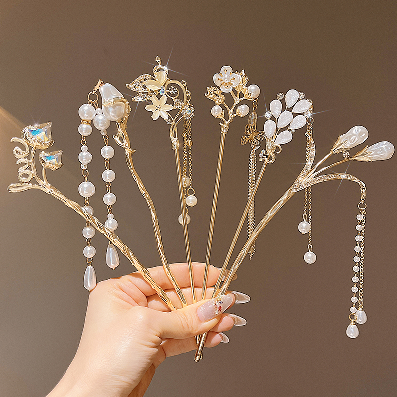 Chinese Ancient Style Tassel Hairpin Women's New Chinese Style National Style Cold Feeling Hairpin Han Dynasty Horse-Face Skirt Accessories Hair Clasp Hair Clasp Accessories