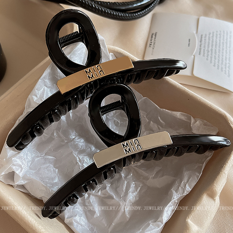 South Korea Internet Celebrity Large Black Grip Women's Back Head Barrettes 2024 New Arrival Fancy Shark Clip Hair Accessories