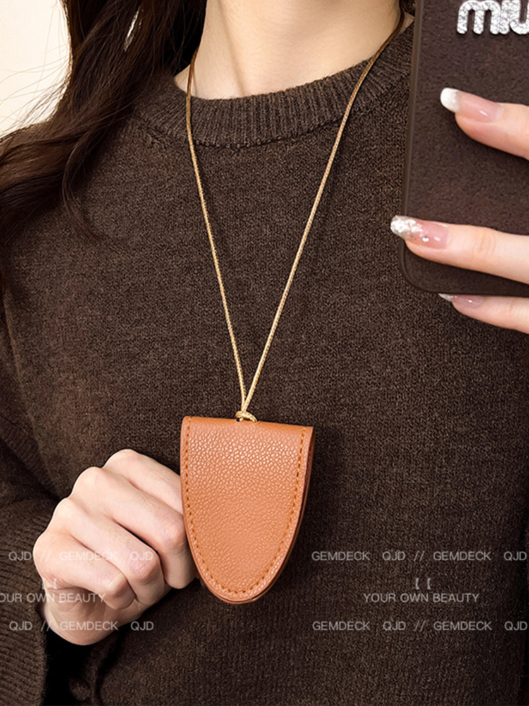 Leather Multi-Functional Magnetic Halterneck Glasses Clip Necklace Women's Portable Fancy Sunglasses Clip Earphone Bag Accessories