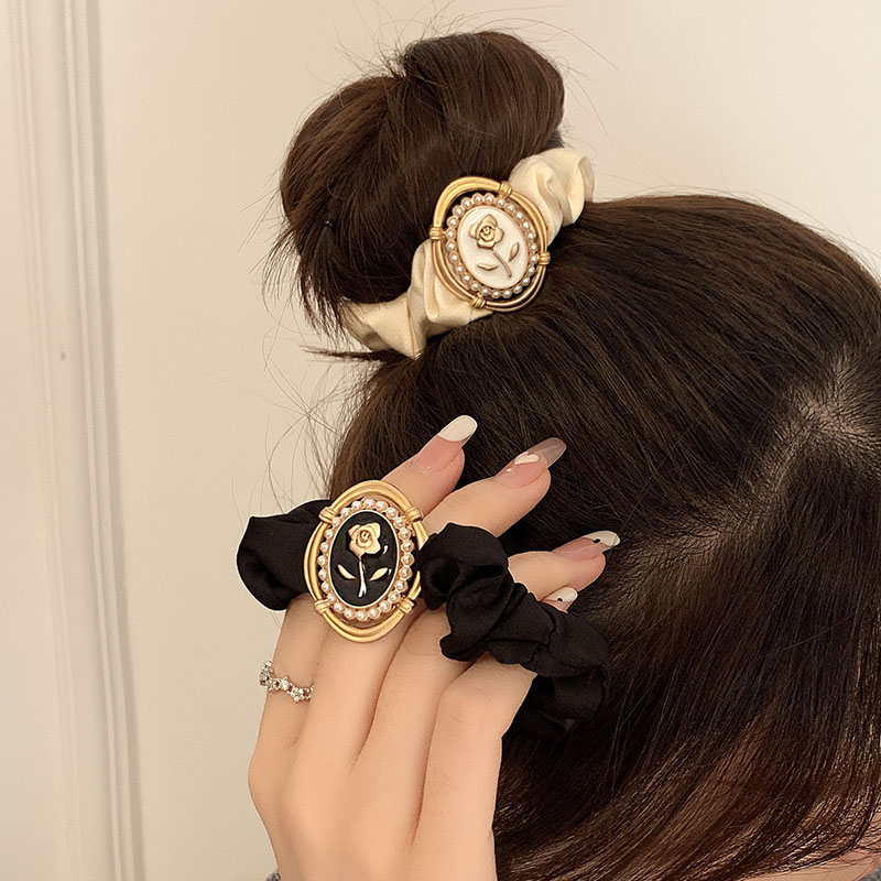 French Rose Fancy Large Intestine Hair Band Rubber Band Female Hair Rope 2023 New Arrival Internet Celebrity Fall and Winter Headdress