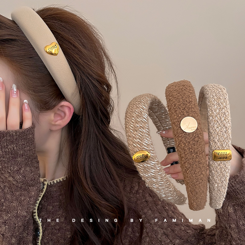Maillard Brown Headband Female 2024 New Arrival Fancy Outdoor All-Matching Internet-Famous Headband High Skull Top Hair Clip Headdress