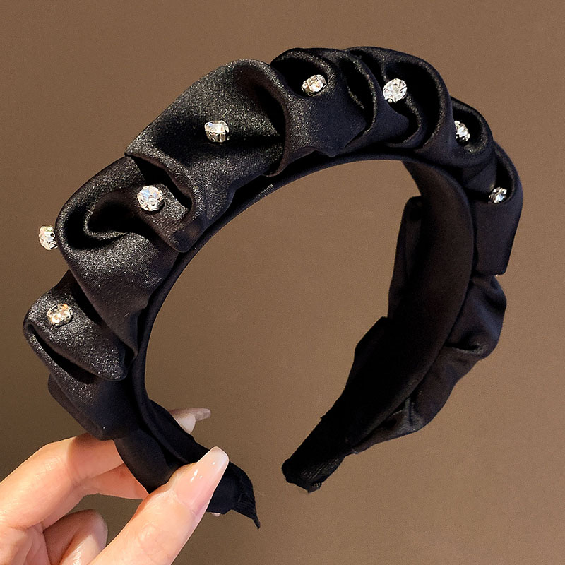 Black High Skull Top Headband Women's Fancy Rhinestone Face-Showing Small Headband Hairpin 2023 New Arrival Hair Tie Headdress