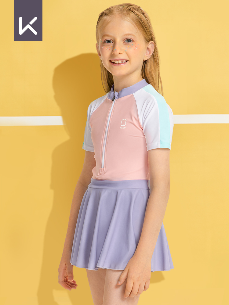 Keep Kids Swimsuit Girl 2025 New Arrival One-Piece Summer Sun Protection Western Style Little Princess Skirt Cute Swimming Suit