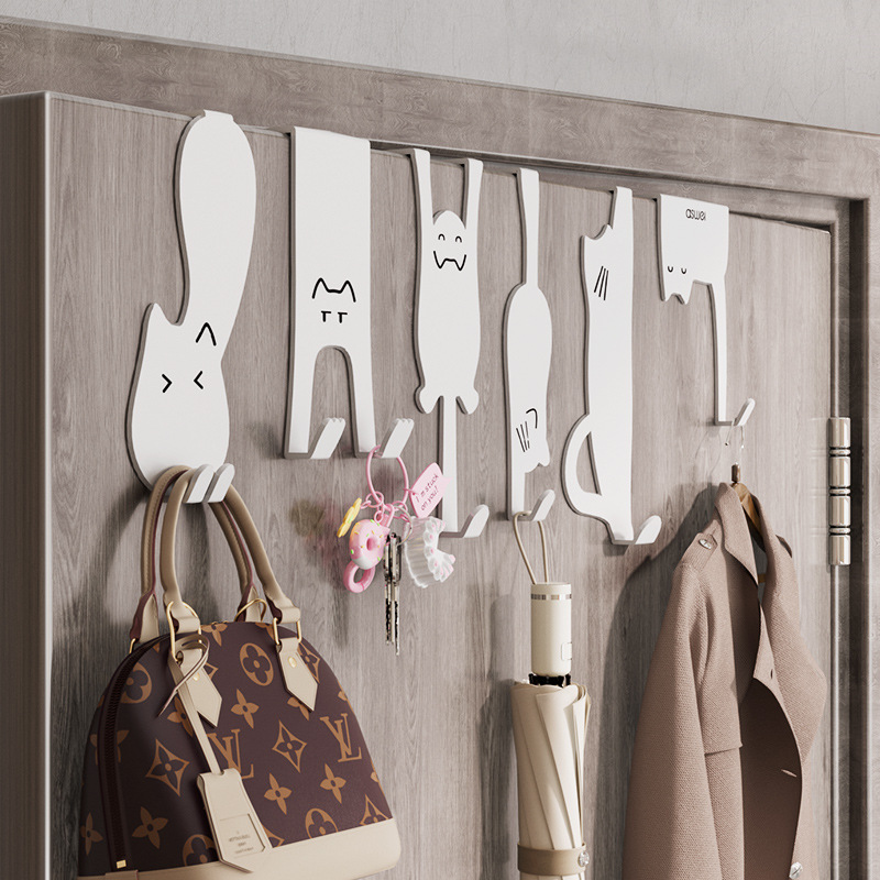 Rear Door Hook Rack Punch-Free Kitchen Cabinet Door Wall Wall Hanger Storage Clothes Hat Key Handy Gadget