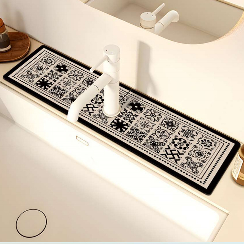 Faucet Table Pad Hydrophilic Pad Cutting Kitchen Bathroom Wash Basin Water Draining Pad Diatom Ooze Mat Narrow Edge Mat