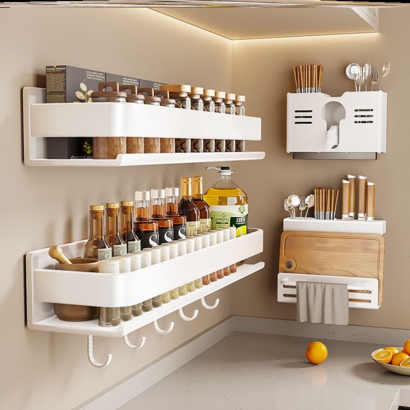 Kitchen Rack Seasoning Jar Storage Rack Wall-Mounted Punching-Free Wall-Mounted For Home Multi-Functional Seasoning Rack