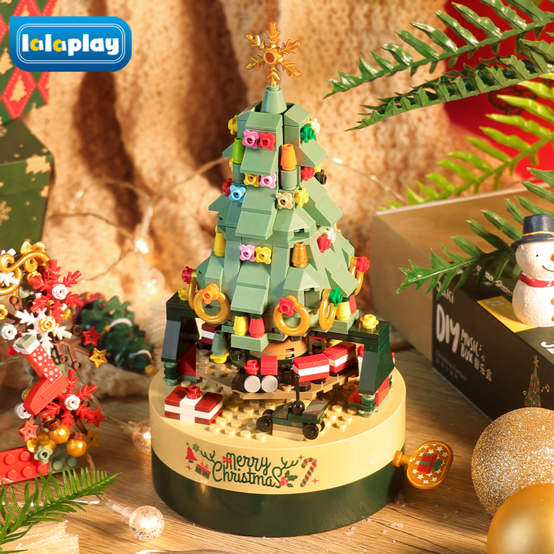 Christmas Tree Building Blocks Music Box Music Box Rotate Assemble Boys and Girls Decoration Birthday Gift Children Christmas Gift