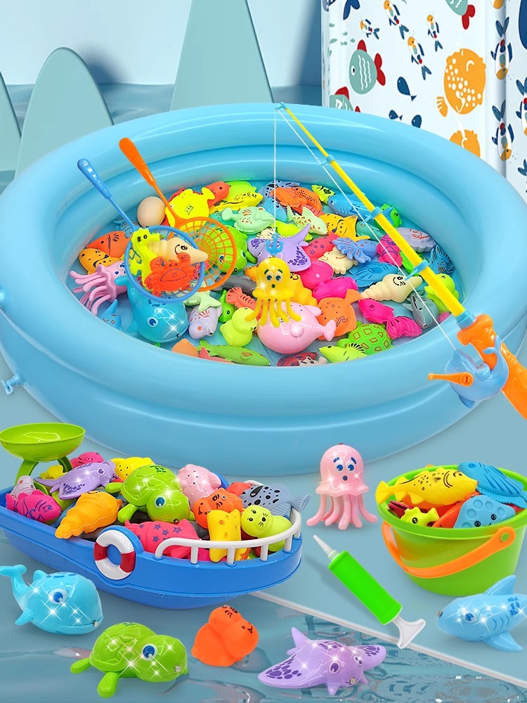Kids Fishing Toys Magnetic Fish Suit Kids 1-3 Years Old Boys and Girls Fishing Rod Fish Catching Baby Early Childhood Education