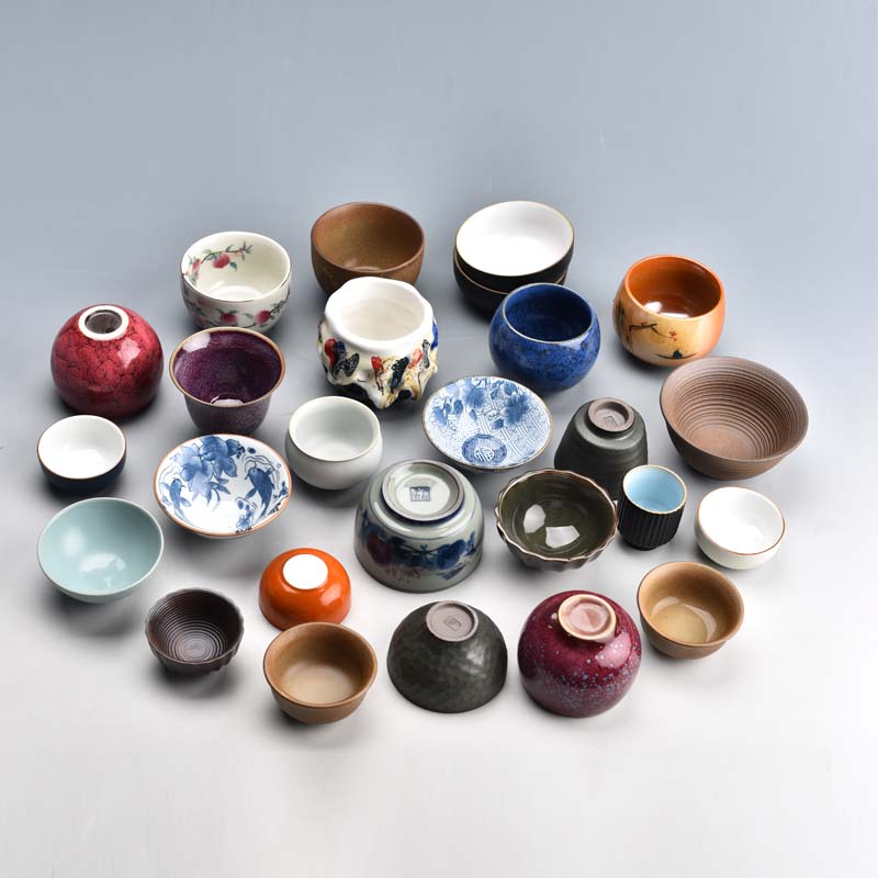 Clearance Special Offer Teacup Porcelain Kung Fu Tea Set Tea Cup Blue and White Master Cup Hand Painted White Porcelain Purple Sand Cup Firewood