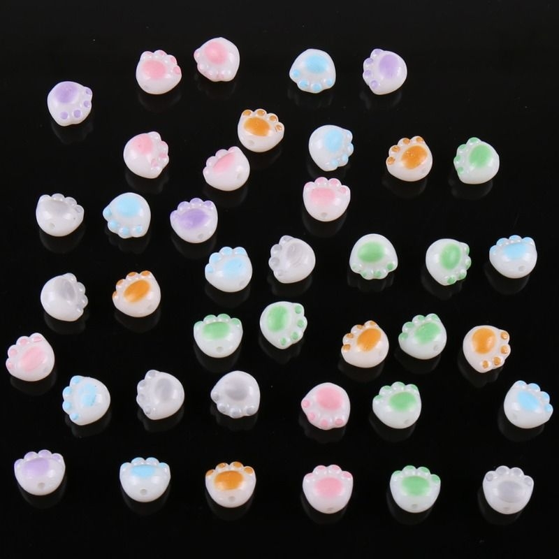 Children's Cute Cat's Paw Beads Bulk Women Bracelet Winding Soft Beaded Material Hand-Woven DIY Jewelry Accessories