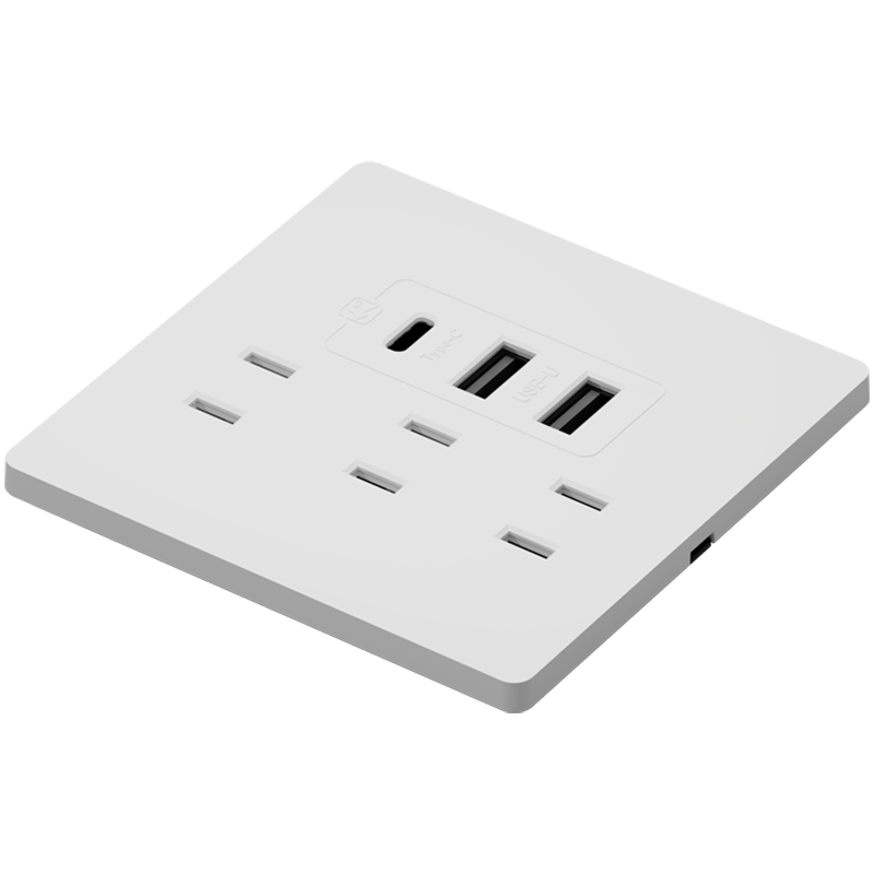 International Electrician Six-Hole with Type-c Fast Charge 20W Wall Socket with Switch USB Interface Mobile Phone Charging For Home