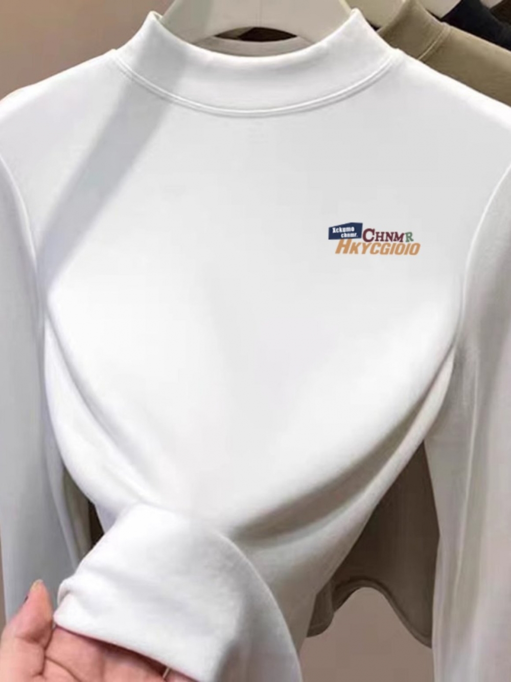 Half Turtleneck Bottoming Shirt Inner Dralon Bottoming Shirt Women's Slim Looking Western Style Inner Wear Spring & Fall Winter Long Sleeves T-shirt