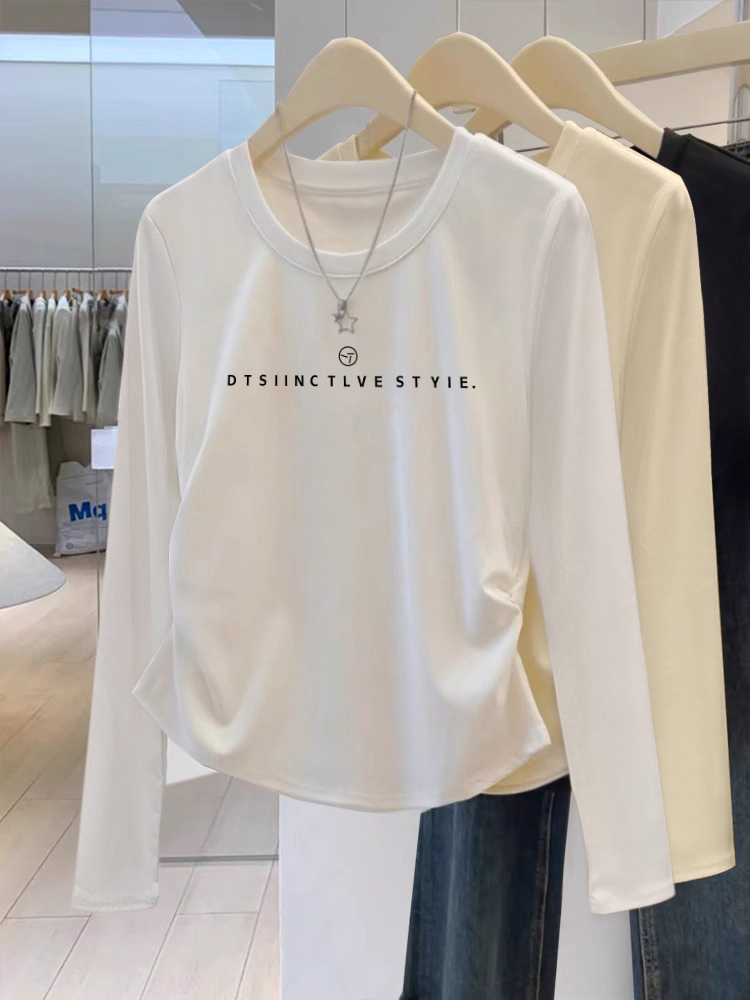 2025 Autumn and Winter New Arrival Silm Pure Cotton T-Shirt Women's Shoulder Short Sleeve Stylish Niche Style Asymmetrical Short Tops