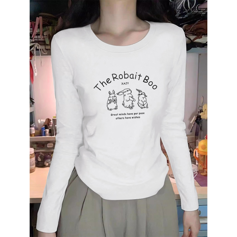 Pure Cotton Waist-Controlled Long Sleeves T-Shirt Women's Spring and Autumn New Arrival round Neck White Slim Fit Inner Wear Short Shoulder Undershirt