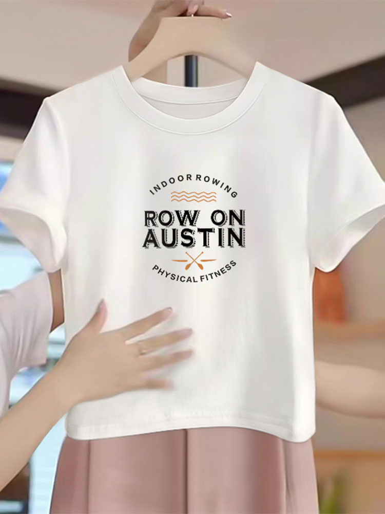 round Neck Short Sleeve Women's Summer Ins Tide 2025 Pure Cotton Shoulder T-Shirt Stylish Niche Style Silm Slimming Short Top