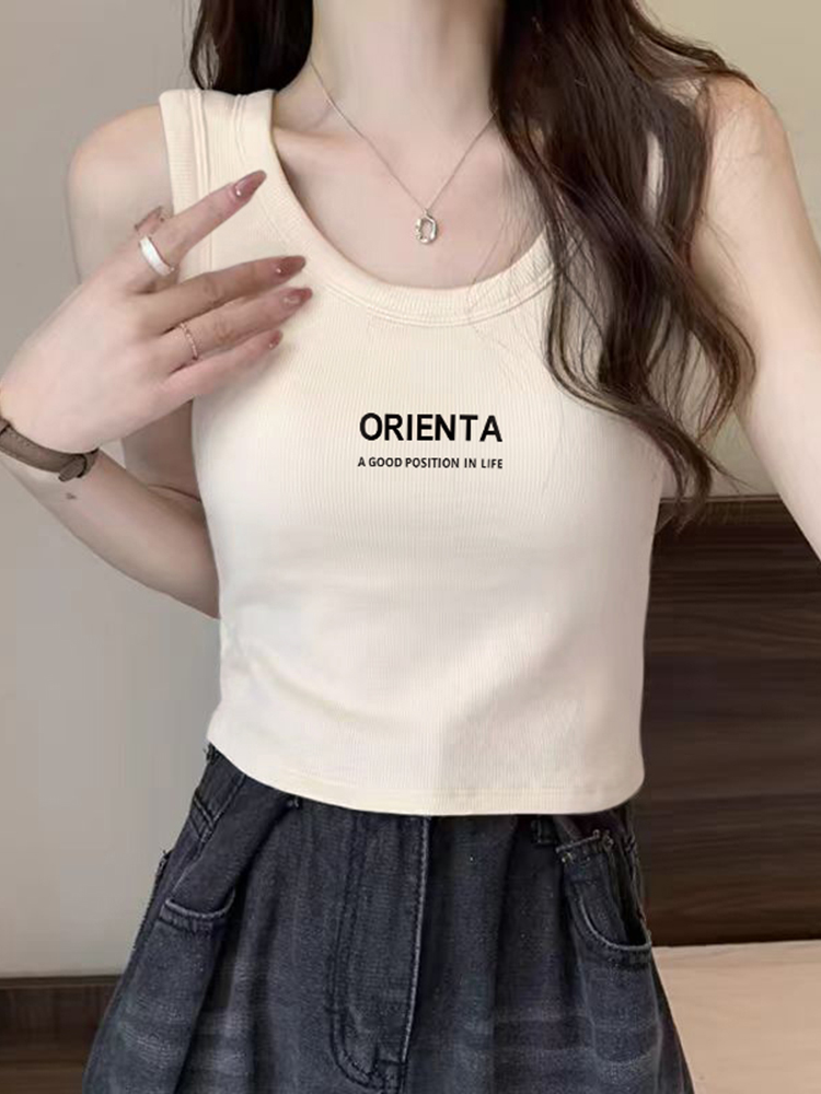 Camisole Women's Inner Bottoming Shirt 2025 New Arrival Summer Outwear Slim-Fit All-Matching Short Sleeveless Printed Tops