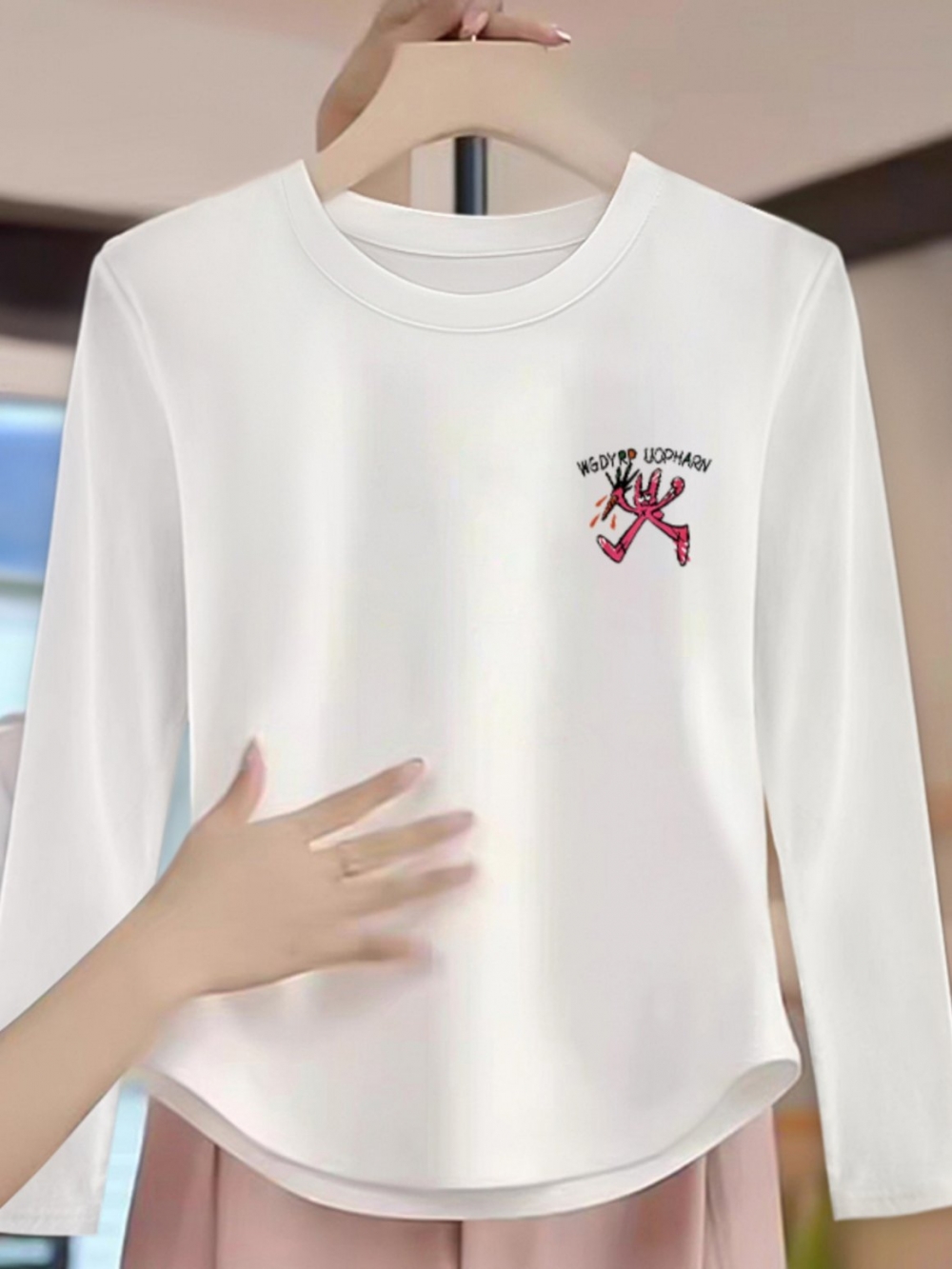 Shoulder Short T-shirt Women's Long Sleeve Fall and Winter New Arrival Slim Looking Asymmetrical Inner Wear Dralon Thickened Bottoming Shirt Tops