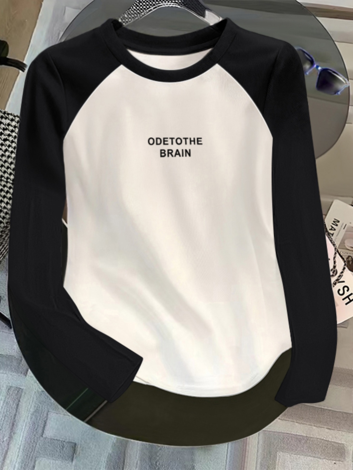 Women's Clothing Pure Cotton Raglan Sleeve Long Sleeves T-Shirt Women 2025 Early Autumn New Arrival Slim Looking Asymmetrical Short Tops