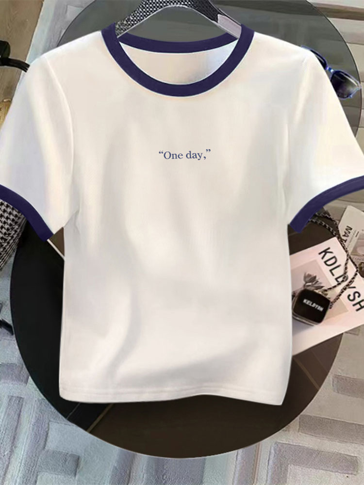 Cotton White Short Sleeve T-Shirt Female 2025 Summer New Fashion Casual All-Matching Western Style Half Sleeve T-shirt Ins Tops