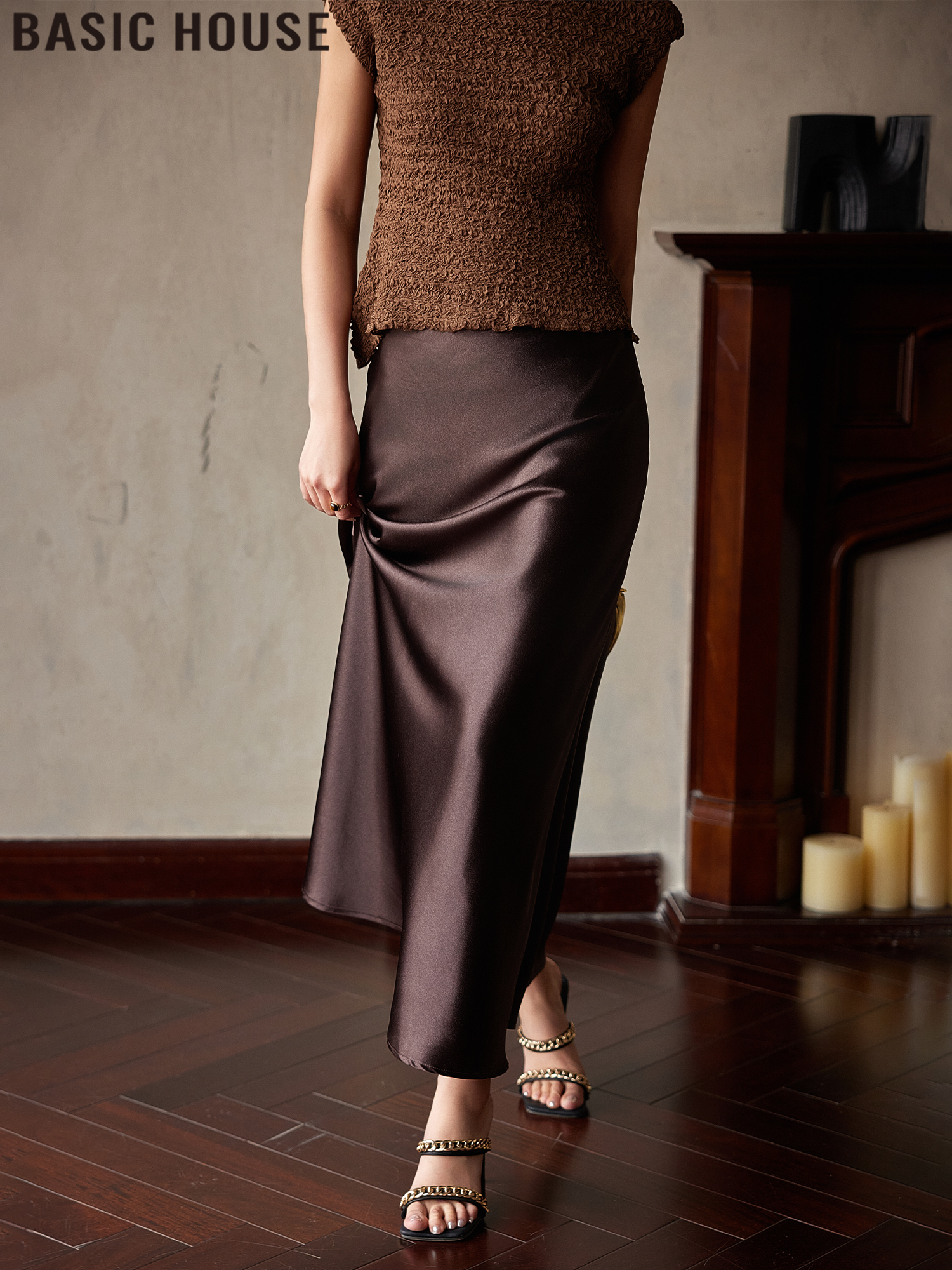 Basic House/Baijiahao Light Bone Feeling High Waist Sheath Mermaid Dress Skirt for Women 2025 Summer New Arrival