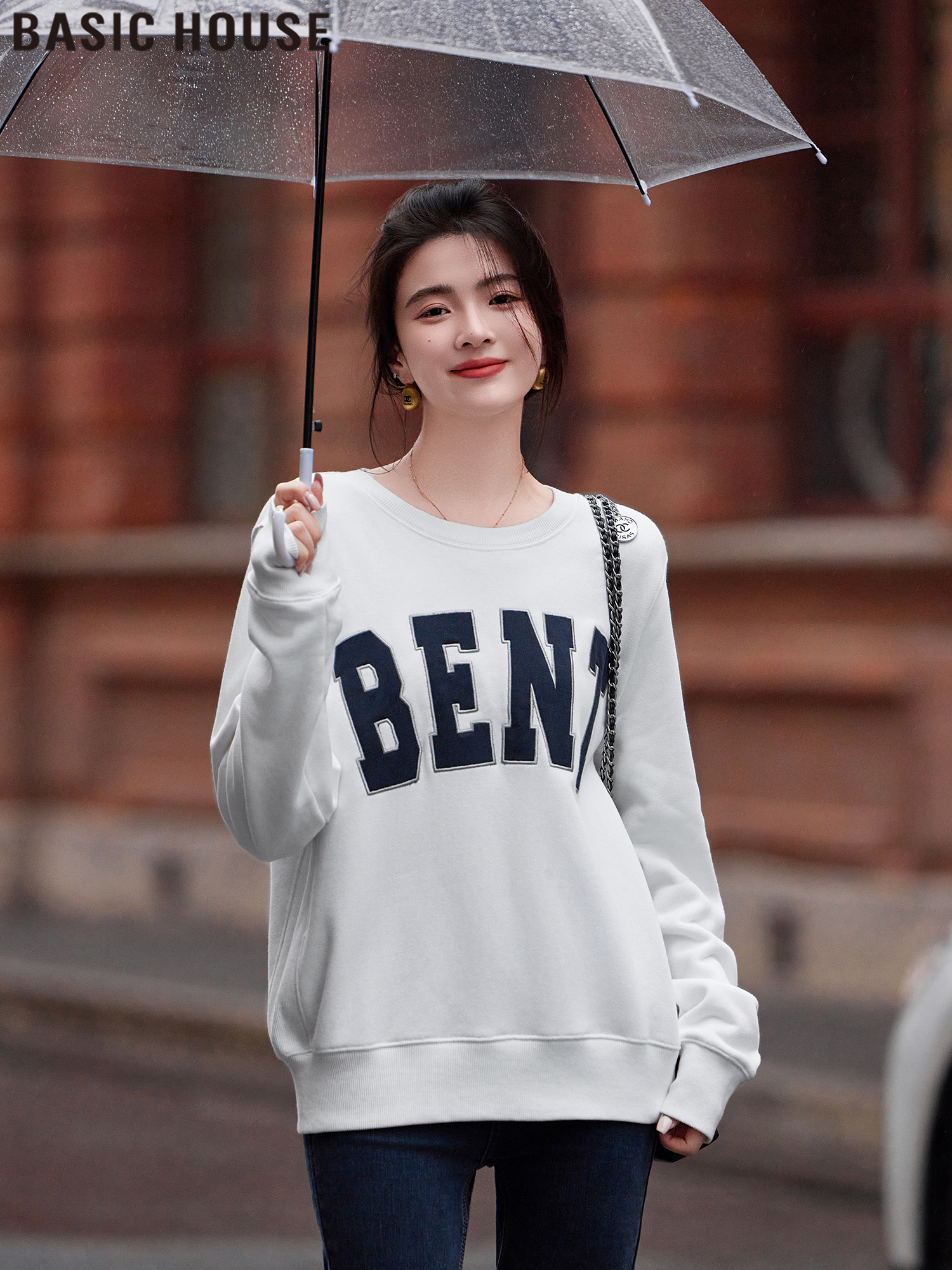 Basic House/Baijiahaoguo Loose Quality Letter Design Pullover Sweaters Women's Clothing 2025 Spring New Arrival