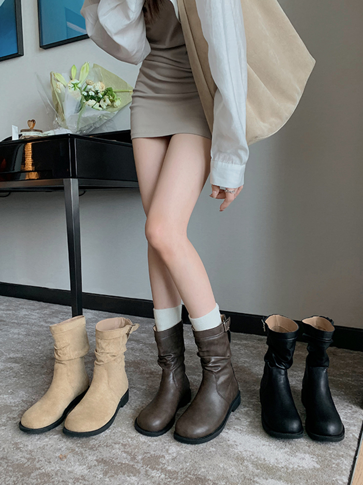 Genuine Leather Platform Martin Boots Women's 2024 Early Autumn New Arrival Maillard Best Selling Pile Style Boots Women's Super Nice Ankle Boots
