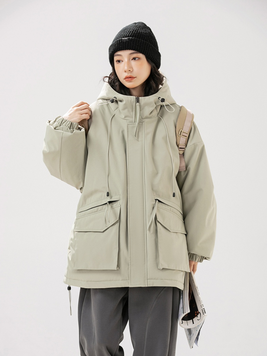 Trendy Japanese Style Simple Couple Workwear Coat Cotton-Padded Jacket
