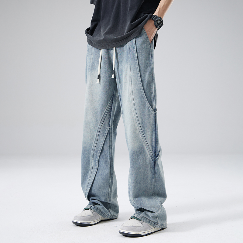 American Street Heavy Weight High Waist Retro Long Pants Drawstring