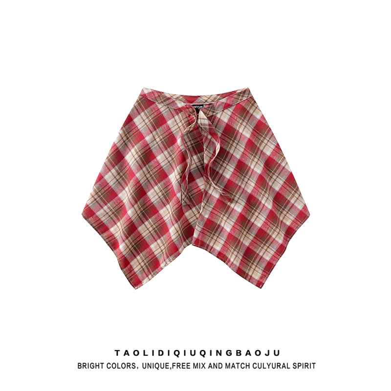 Sexy Style Red Gingham Fart-Covering Curtain Female 2025 New Arrival One-Piece Shoelace Hem Asymmetrical Bandage Dress Skirt