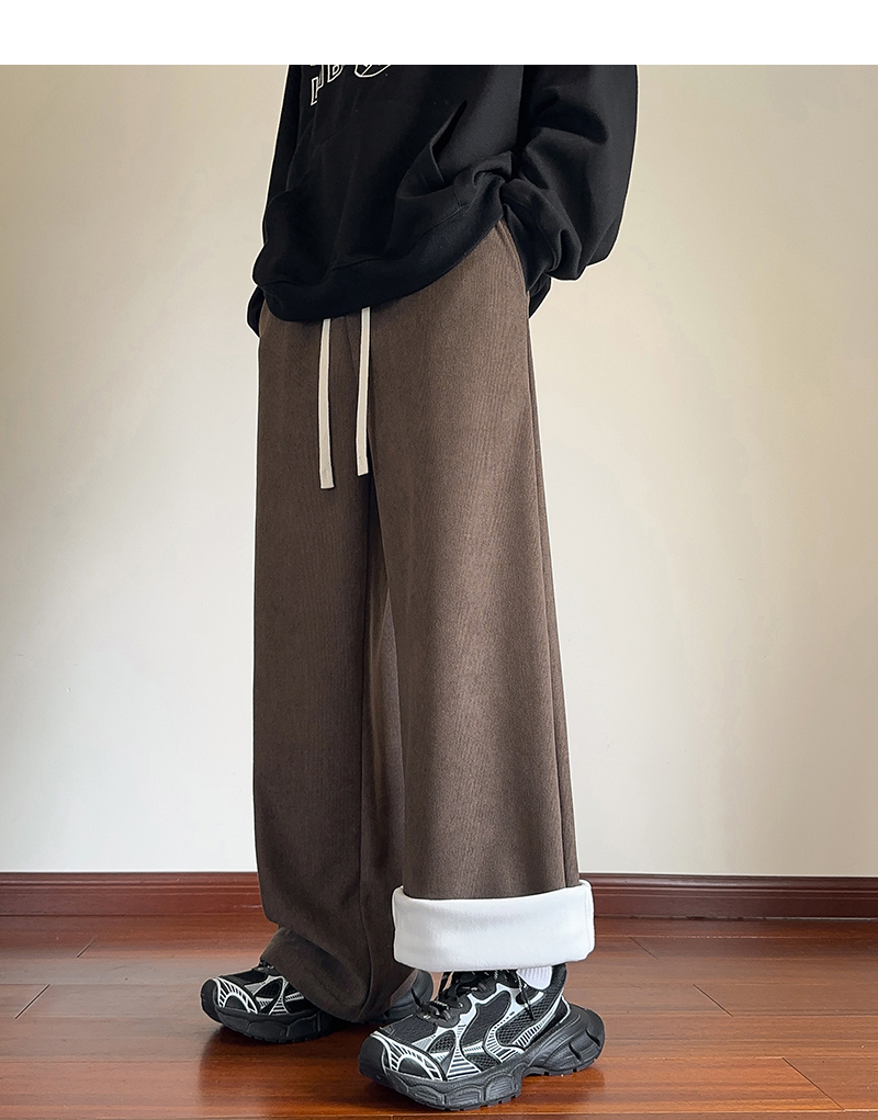Cozy Fleece-Lined Wide Leg Corduroy Pants
